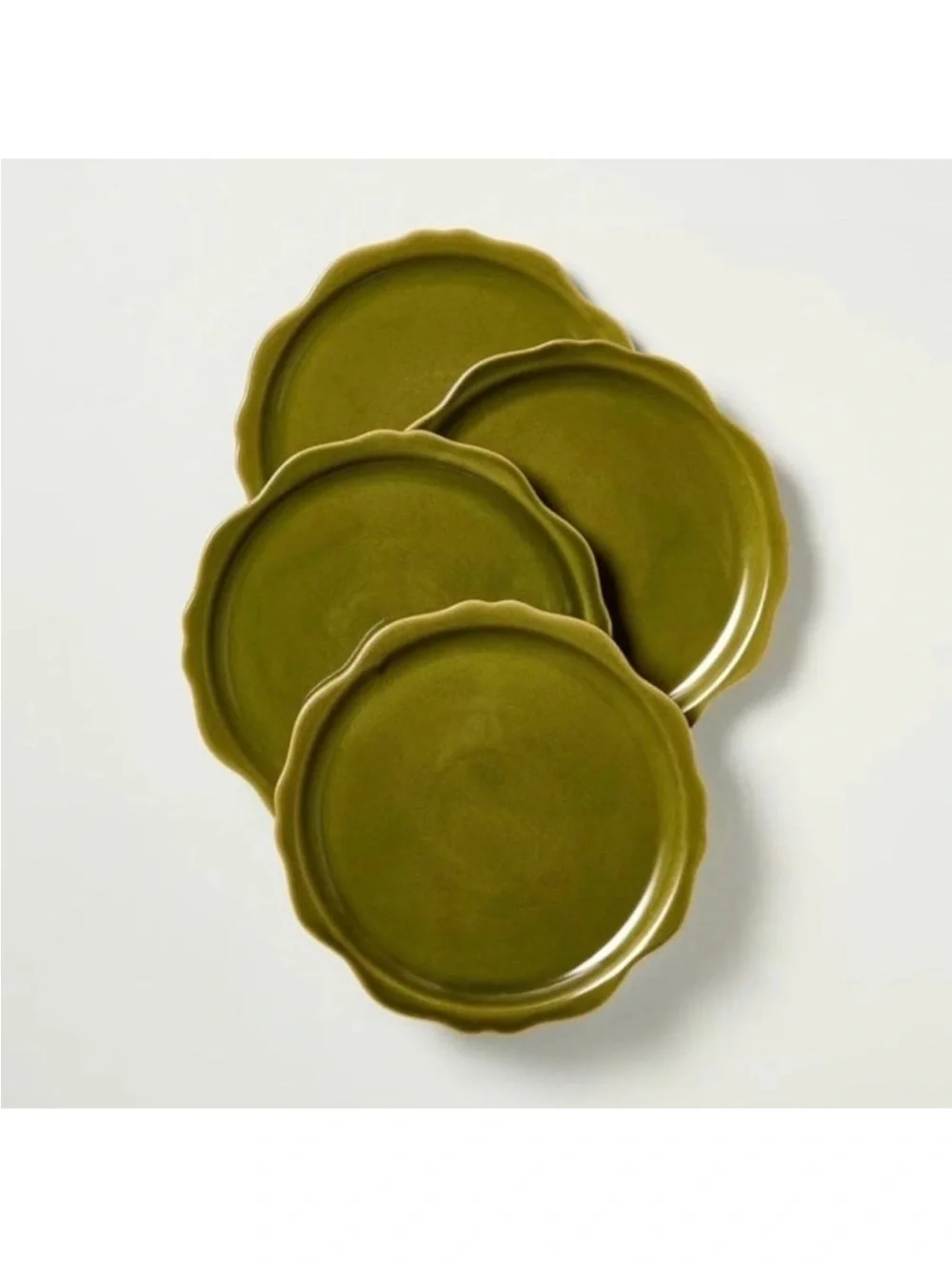 (Set of 2) Carved Edge Salad Plate Green - Hearth & Hand with Magnolia NEW